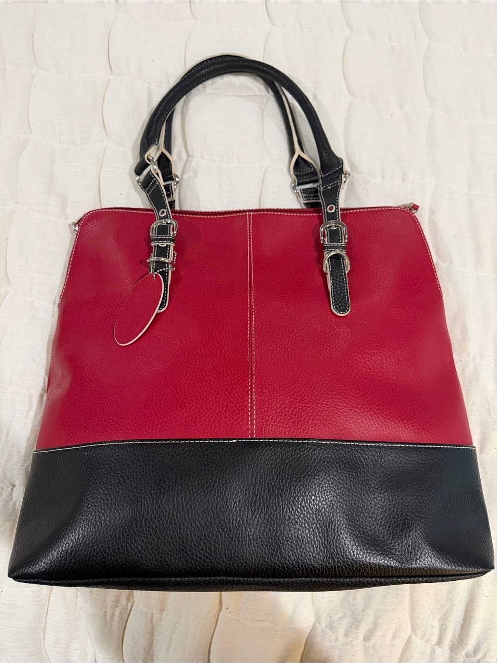 Wilsons Leather Red and Black Leather Tote